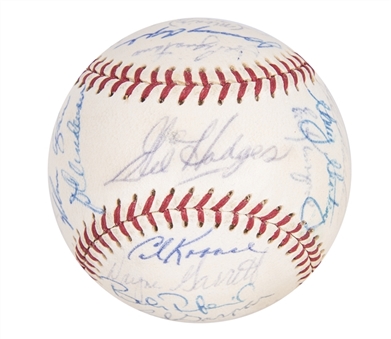 1969 New York Mets Team Signed ONL Giles Baseball With 26 Signatures Including Gil Hodges and Nolan Ryan (Beckett)